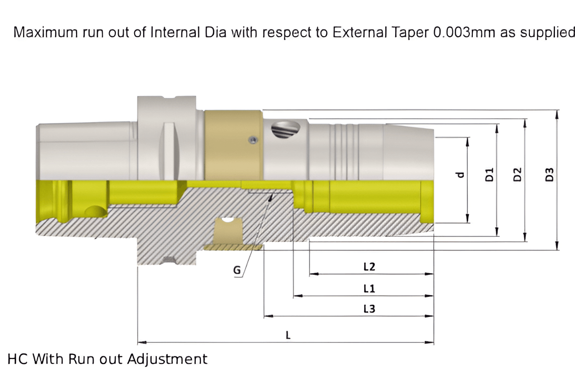 Polygonal Shank T10 HC32  150  Hydraulic Expansion With Run out Adjustment (Balanced to G2.5 25000 RPM) (ISO 26623-1) (Compatible with Capto® Style C10)